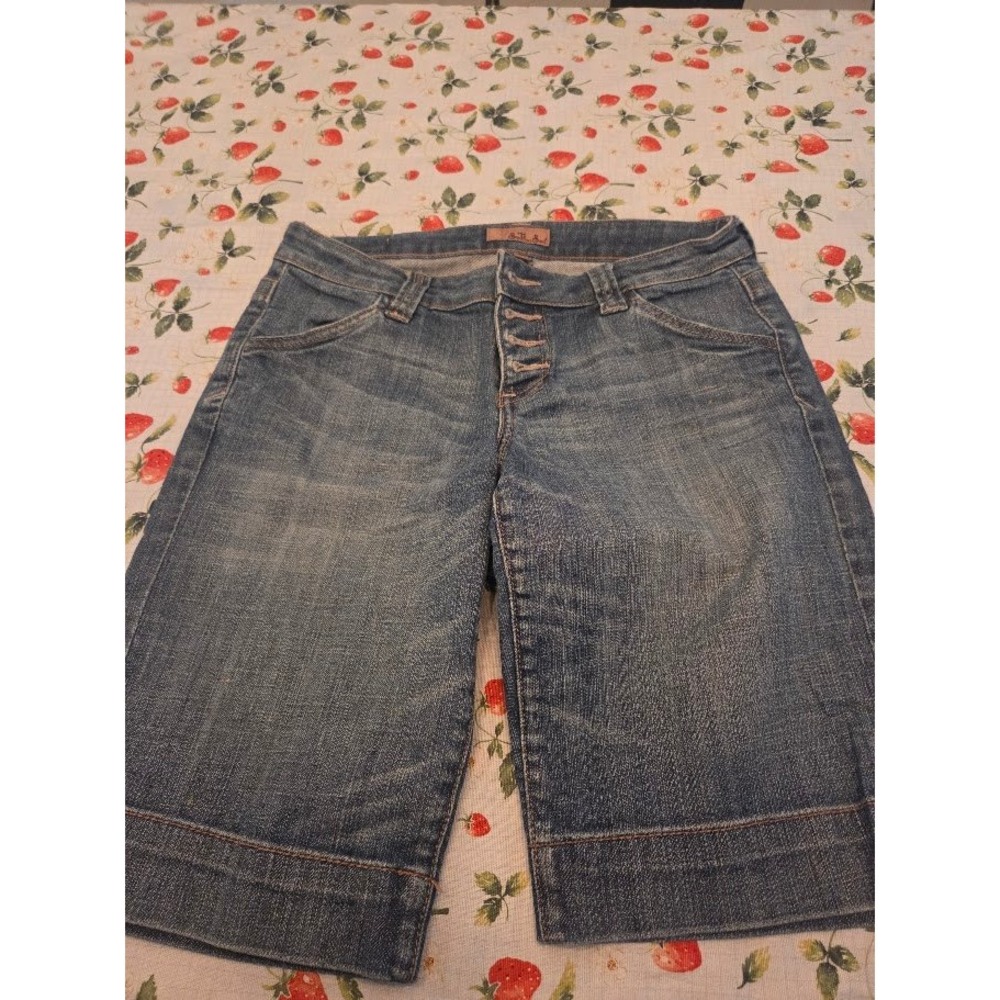 See Thru Soul Denim Bermuda Shorts Womens 28 Blue Button Fly Jean Shorts